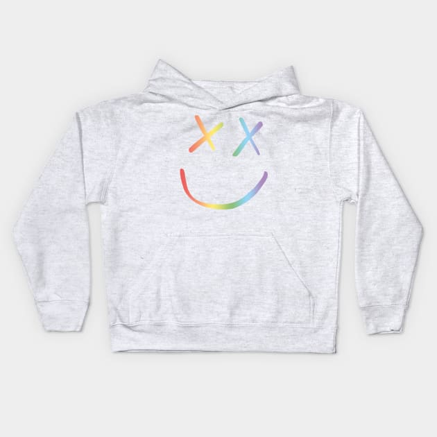 Rainbow Smiley Louis Tomlinson black background Kids Hoodie by lashton9173